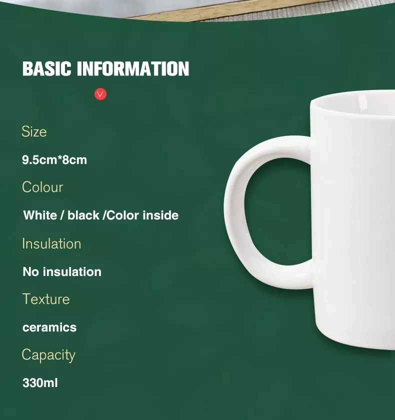 High Quality 11oz White Black Ceramic Coffee Cups Blank Color Change Magic Sublimation Mugs