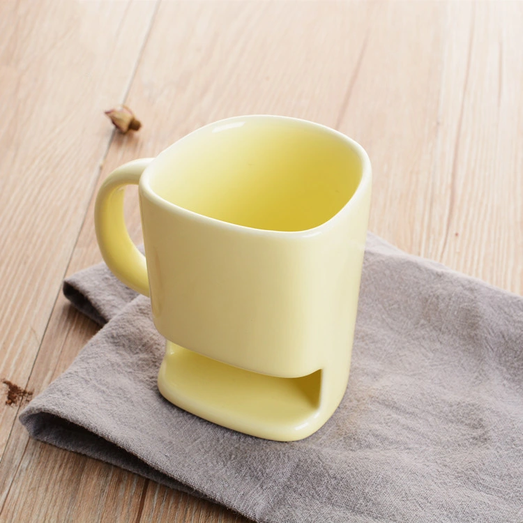 Factory Wholesale Ceramic Biscuit Cup Creative Ceramic Milk Coffee Cup Three in One Cup