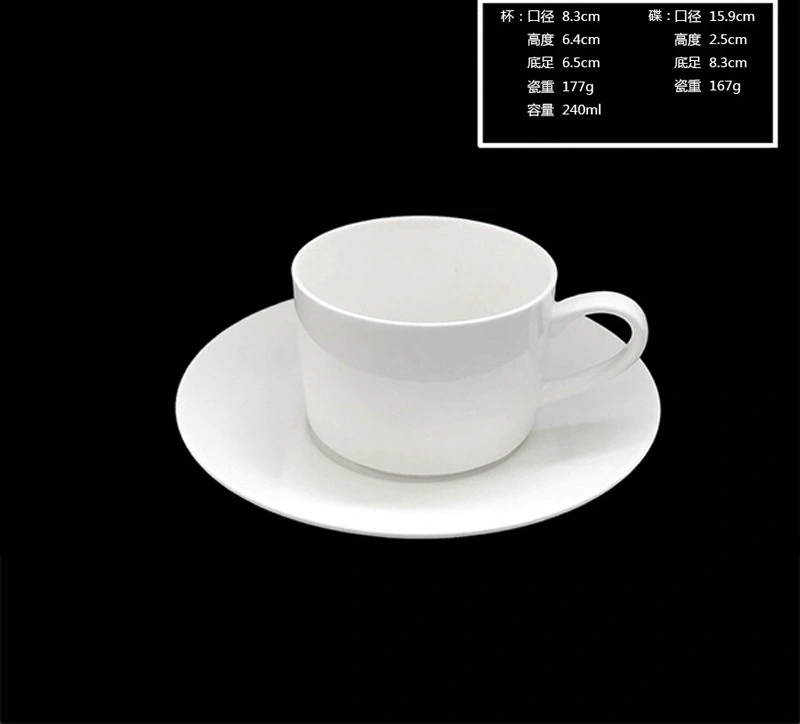 Spot Ceramic Coffee Cup Saucer Set Latte Cup Afternoon Tea Cup Pure White Porcelain Cup