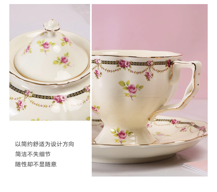 European Rose Ceramic Coffee Cup Set English Afternoon Tea Set Coffee Cup