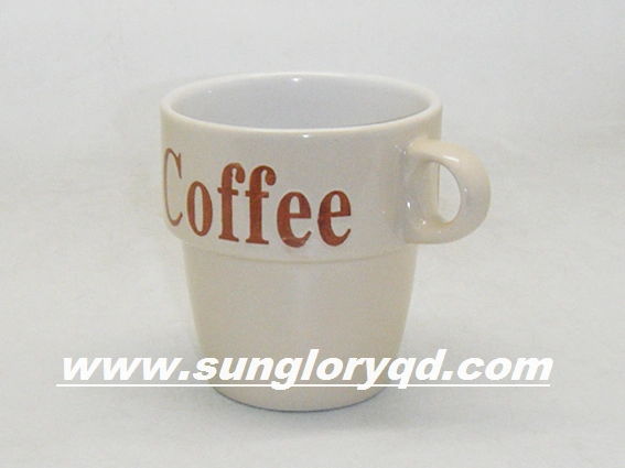 White Strengthen Porcelain Cup and Saucer of Straight 300ml