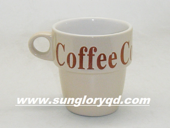 White Strengthen Porcelain Cup and Saucer of Straight 300ml