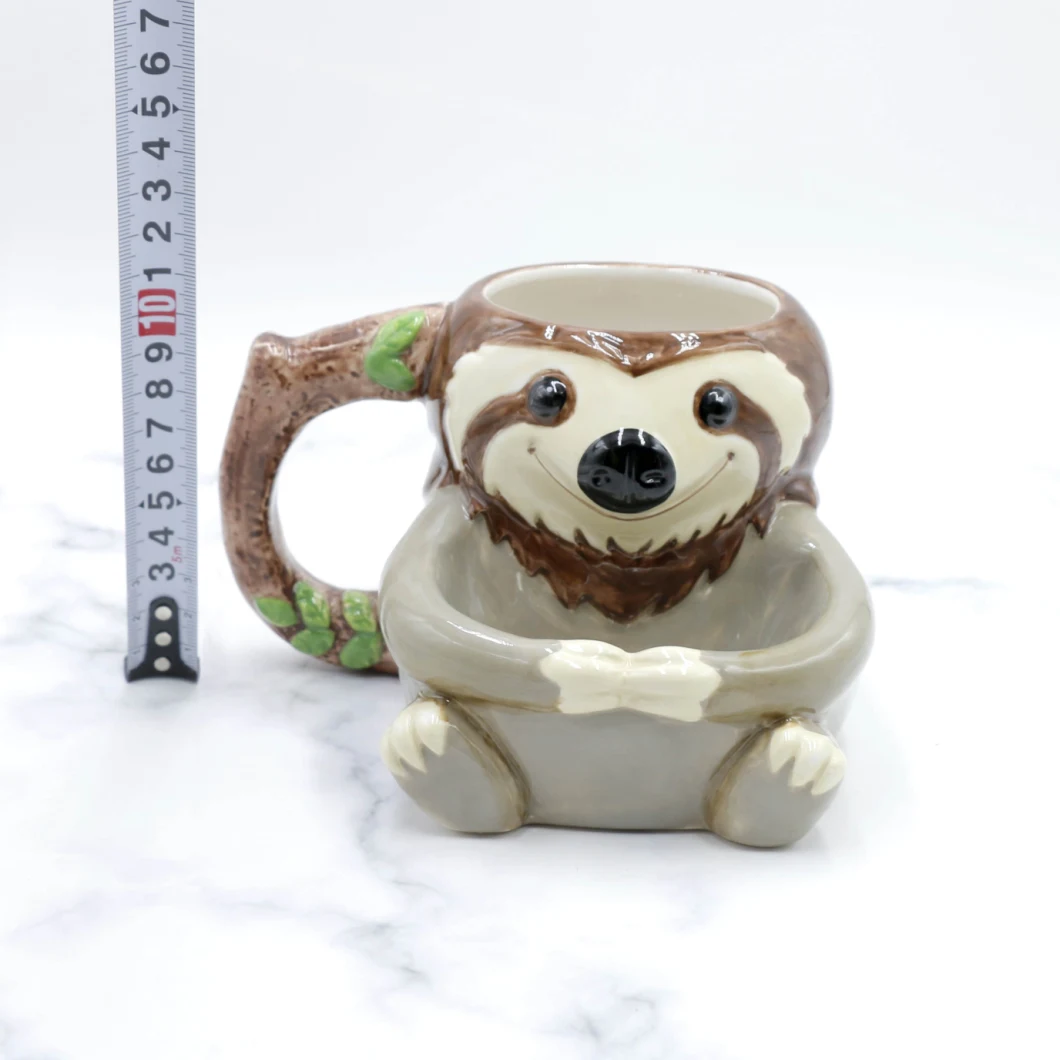 Ceramic 3D Cute Funny Slow Sloth Mug for Present Gift Promotion with Biscuit Pocket